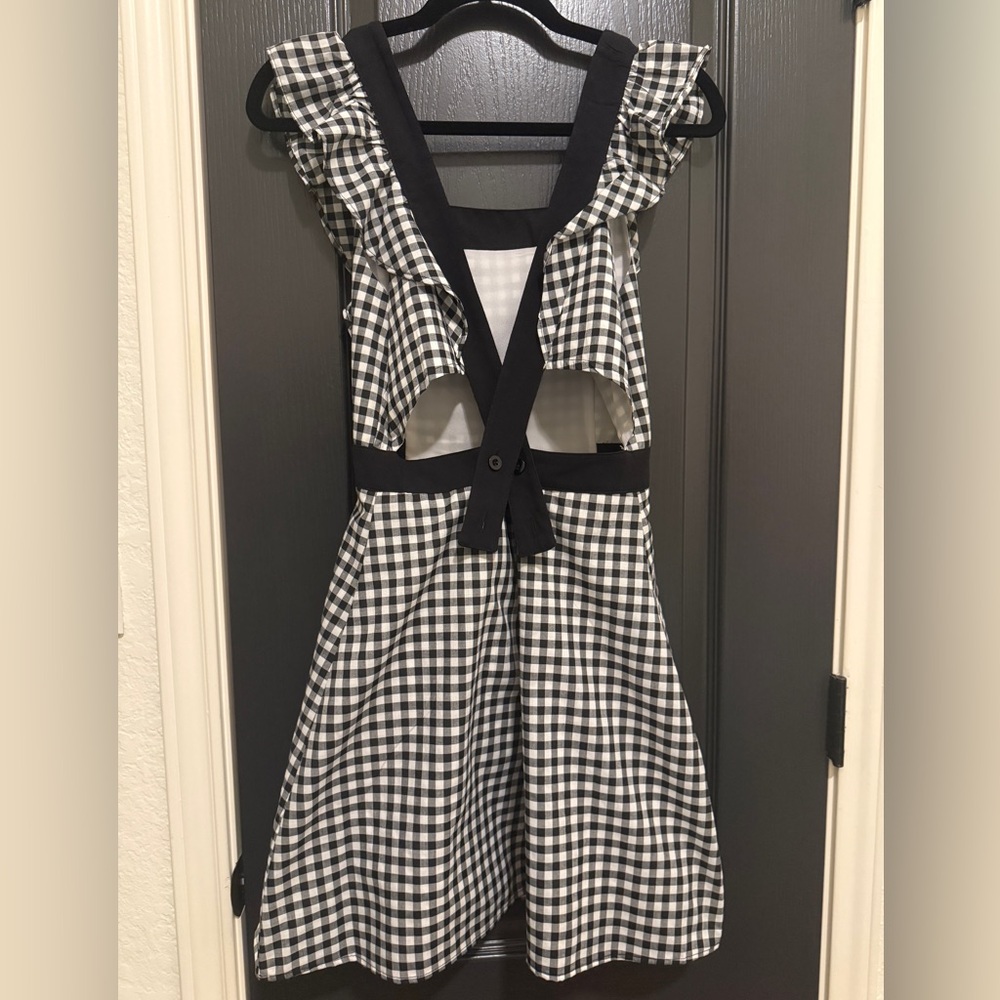 BCBGeneration Gingham Apron Dress | Size 2 | Black & White - Picture 4 of 5